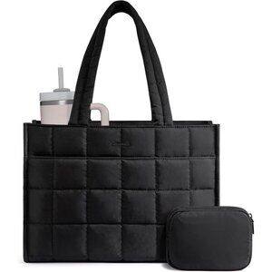 Tote Bag for Women, Puffer Work Handbag 15.6 Inch Laptop Purse for Nurse Teacher